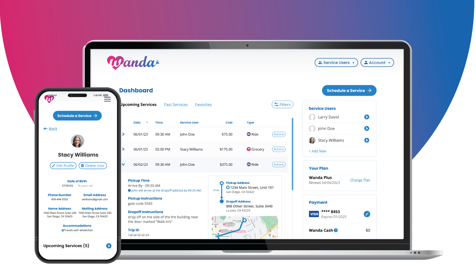 wanda application on mobile and desktop